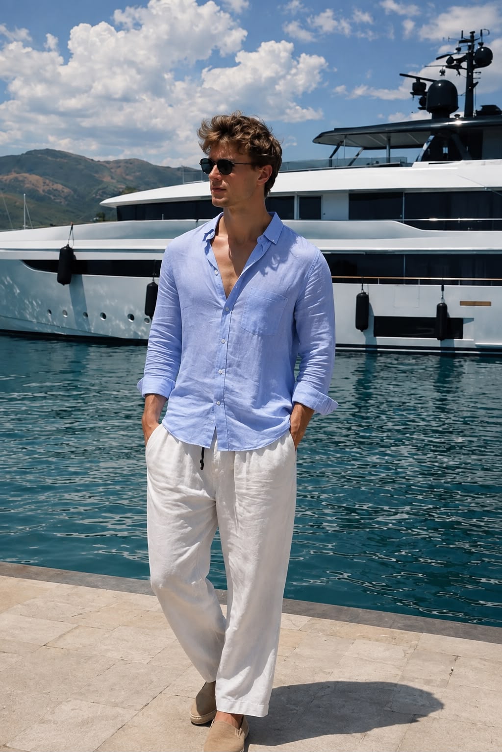 Chemise en Lin bleu ciel
