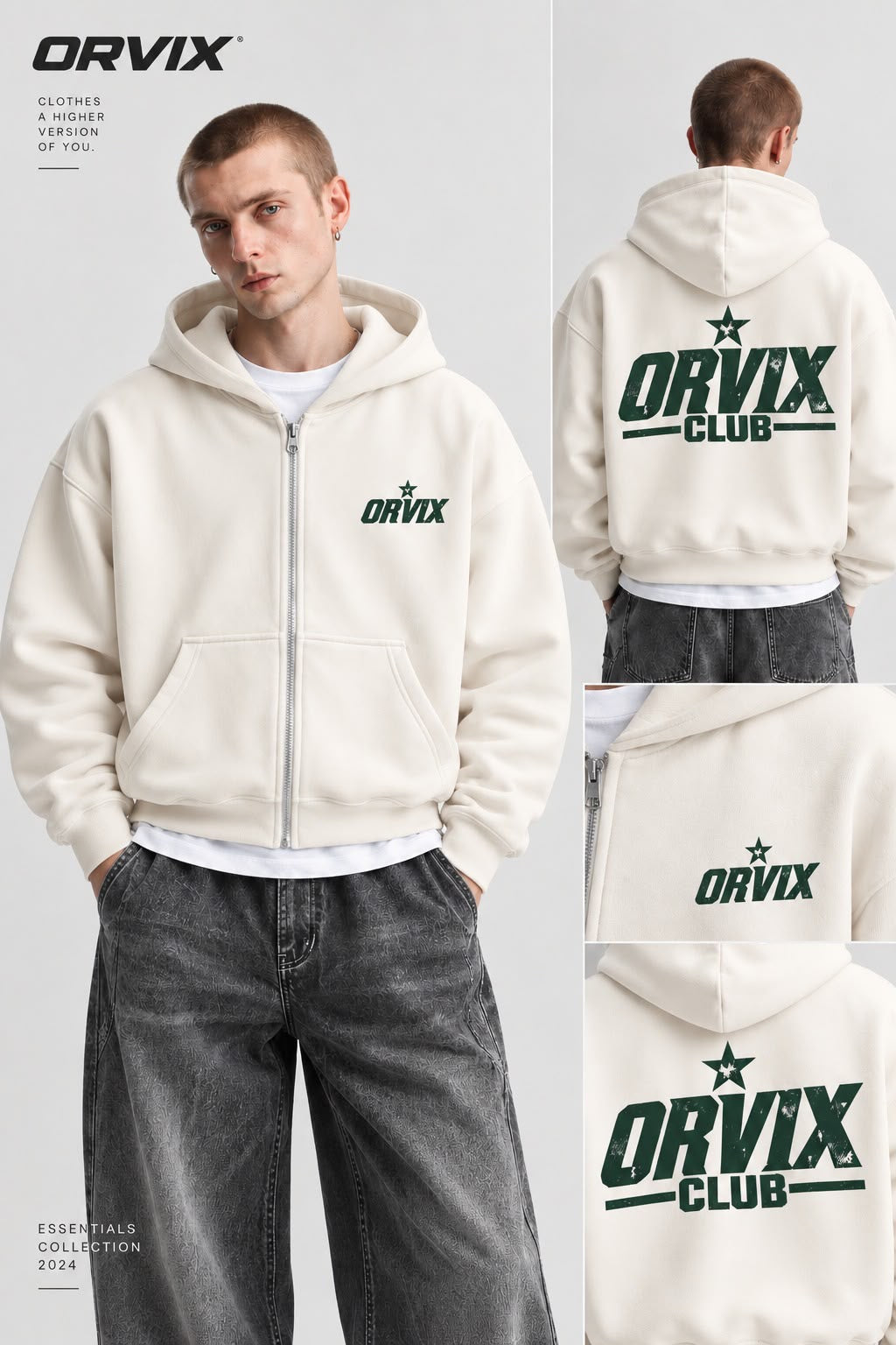 Capuche zipper imprimé