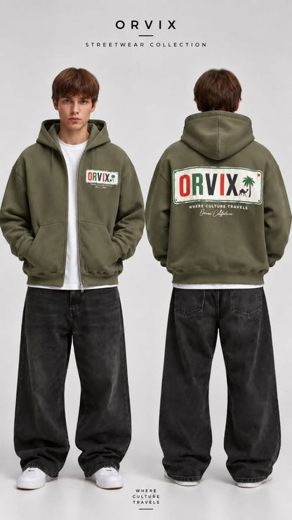Capuche zipper imprimé