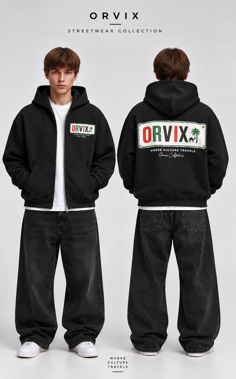 Capuche zipper imprimé