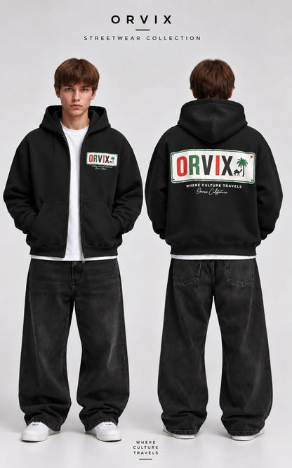 Capuche zipper imprimé