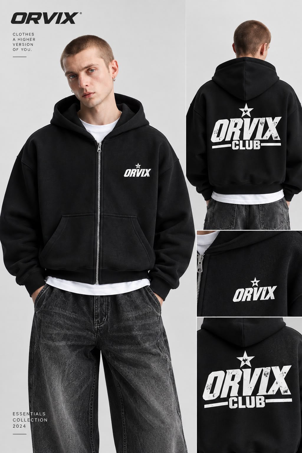 Capuche zipper imprimé